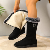 Stiefel Damen mit Kunstfellkragen und Reißverschluss - 1 - Jasminaboutique.com