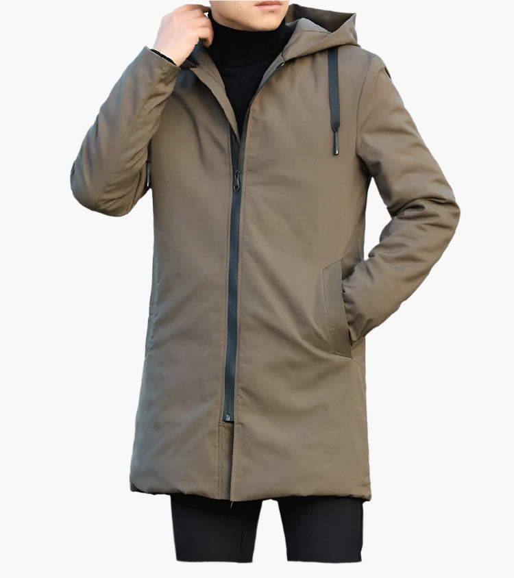 Men's Longline Jacket with Hood and Zip Closure - Image 7