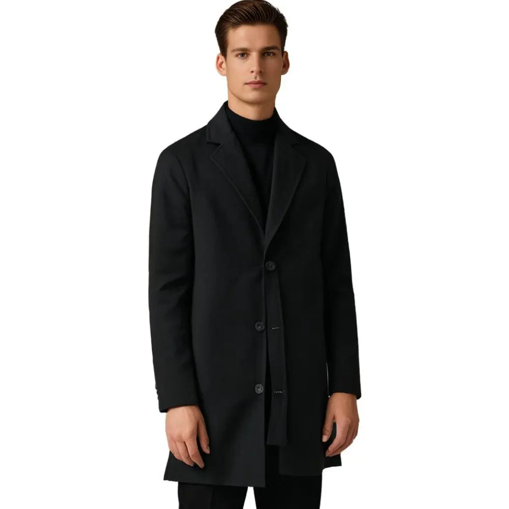 Winter Coat Men's Tailored Fit with Notched Lapel and Button Closure - Image 9