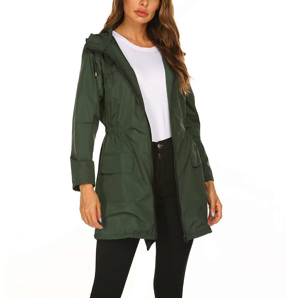 Regenjacke Damen mit Kapuze und seitlichen Taschen | J&B - 2 - Jasminaboutique.com