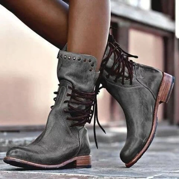 Stiefeletten Damen mit Schnürung und Nieten | J&B - 7 - Jasminaboutique.com