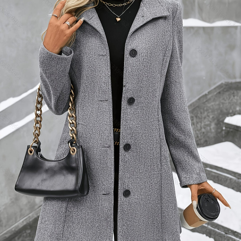 Eleganter Damenmantel mit Notch-Kragen und einreihiger Knopfleiste | J&B - 11 - Jasminaboutique.com