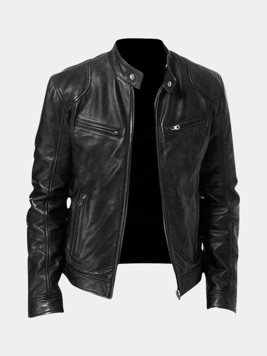 Lederjacke Herren – Strukturierte Passform mit praktischen Reißverschlusstaschen | J&B - 1 - Jasminaboutique.com