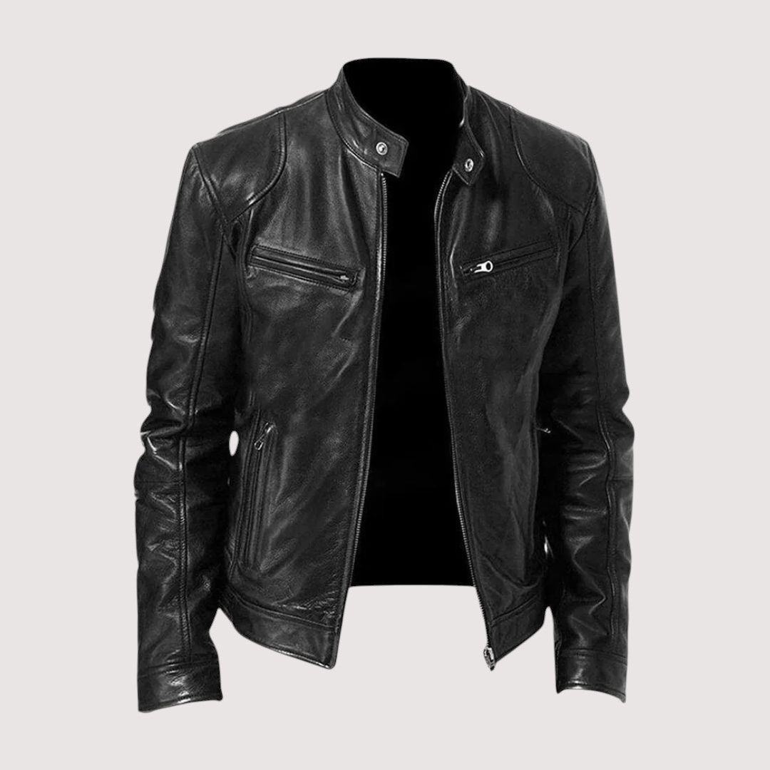 Lederjacke Herren – Strukturierte Passform mit praktischen Reißverschlusstaschen | J&B - 2 - Jasminaboutique.com