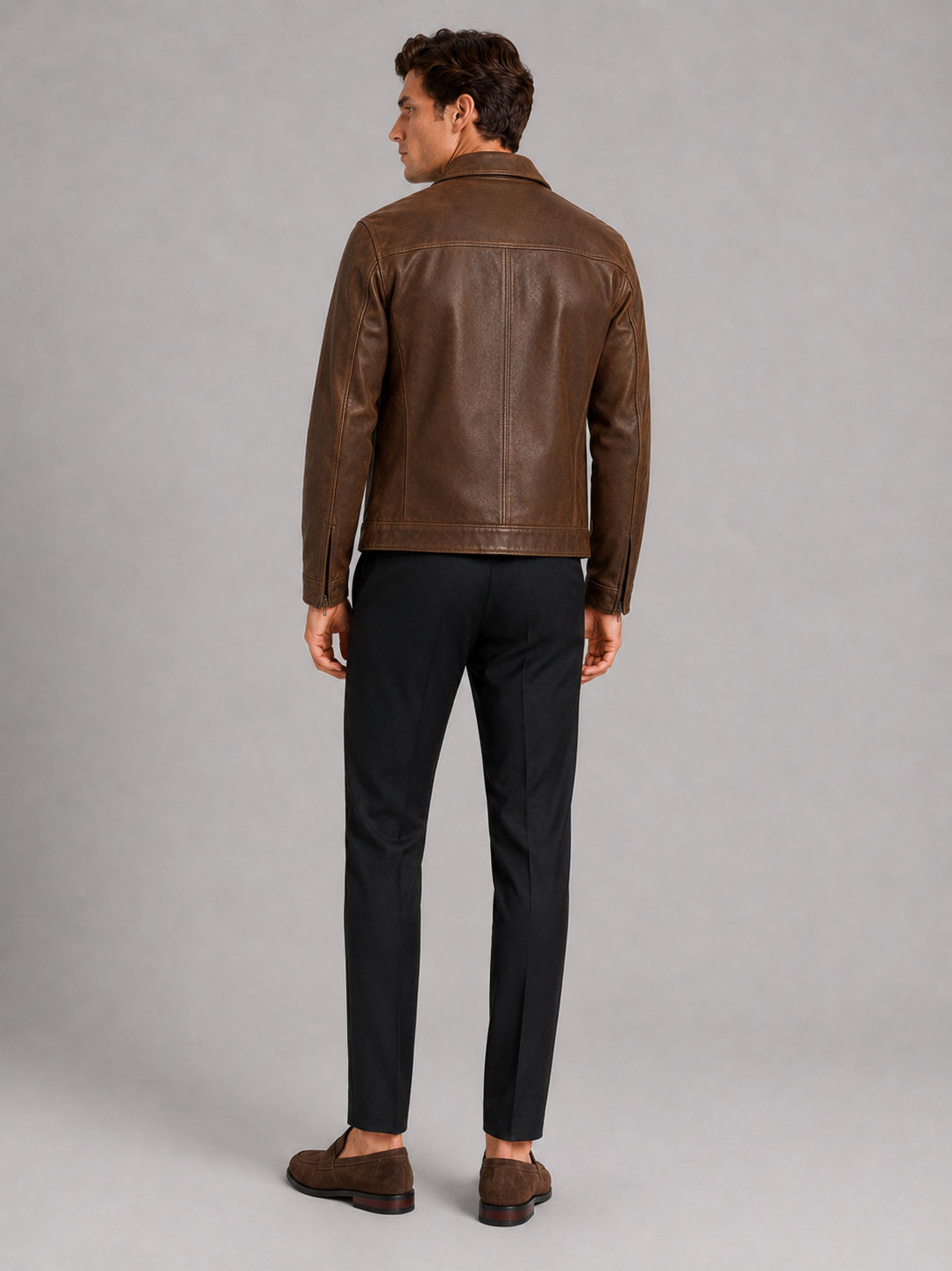 Lederjacke Herren mit klassischem Schnitt und elegantem Reißverschluss | J&B - 5 - Jasminaboutique.com