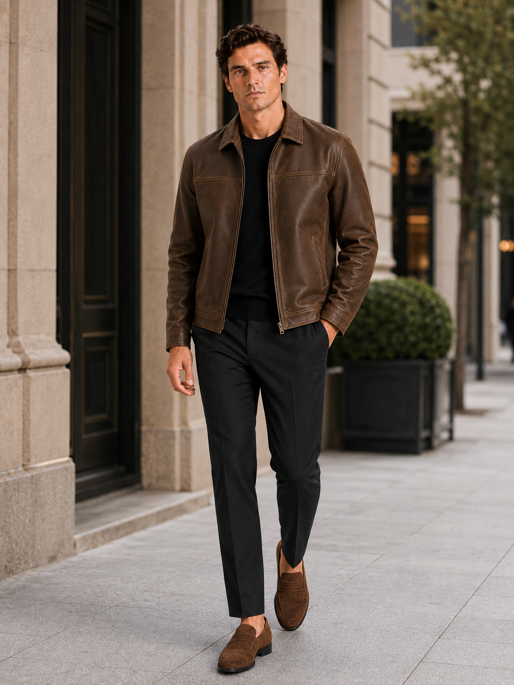 Lederjacke Herren mit klassischem Schnitt und elegantem Reißverschluss | J&B - 6 - Jasminaboutique.com