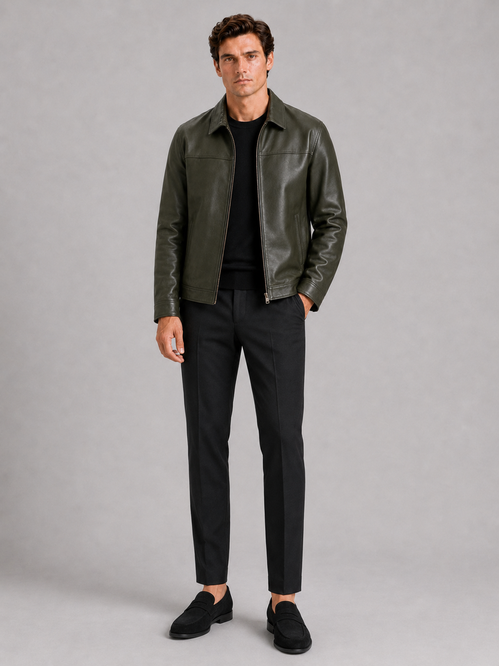 Lederjacke Herren mit klassischem Schnitt und elegantem Reißverschluss | J&B - 15 - Jasminaboutique.com