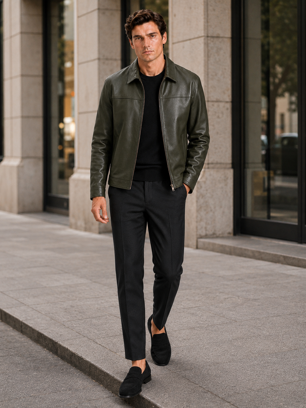 Lederjacke Herren mit klassischem Schnitt und elegantem Reißverschluss | J&B - 17 - Jasminaboutique.com