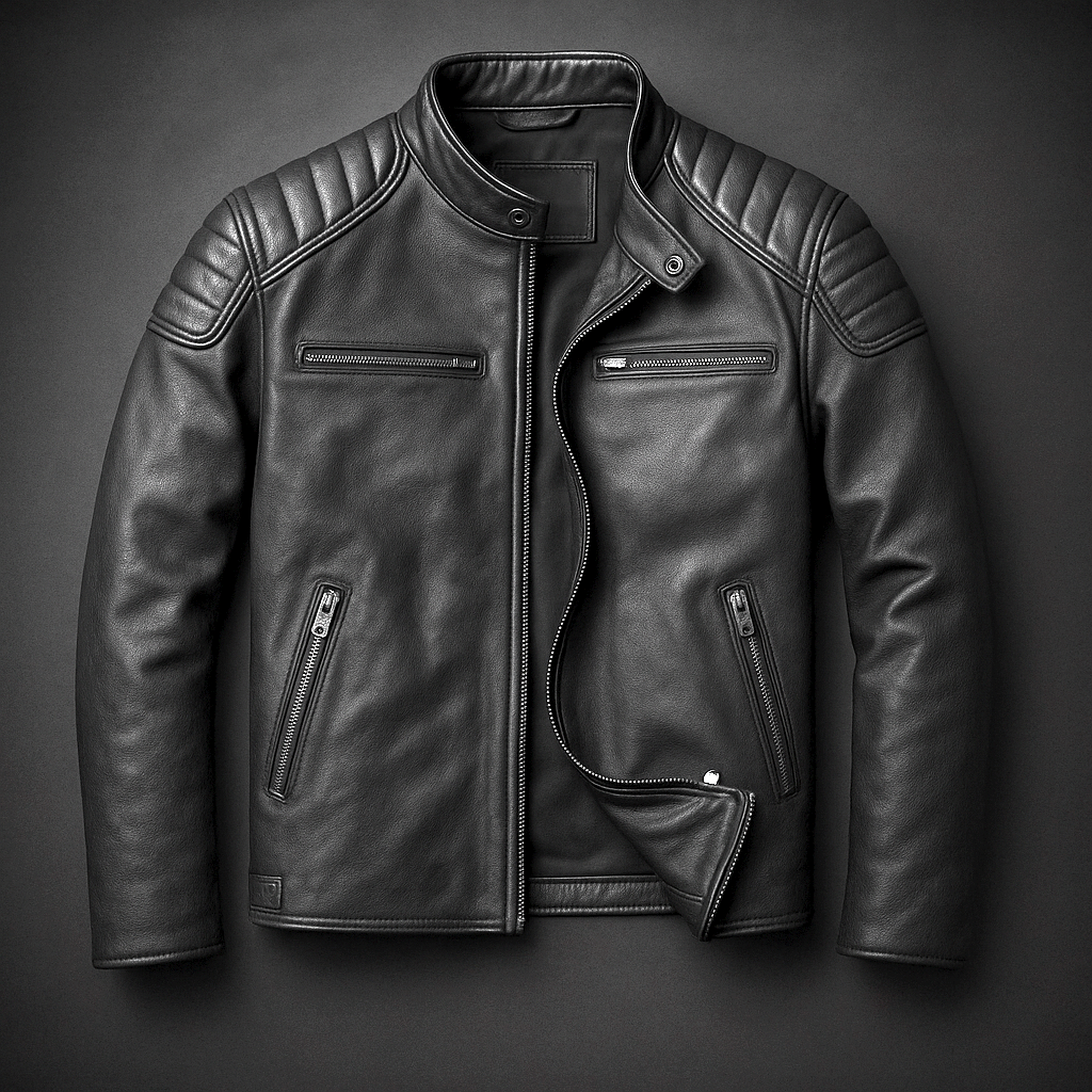 Lederjacke Herren – Strukturierte Passform mit gesteppter Schulterpartie | J&B - 3 - Jasminaboutique.com