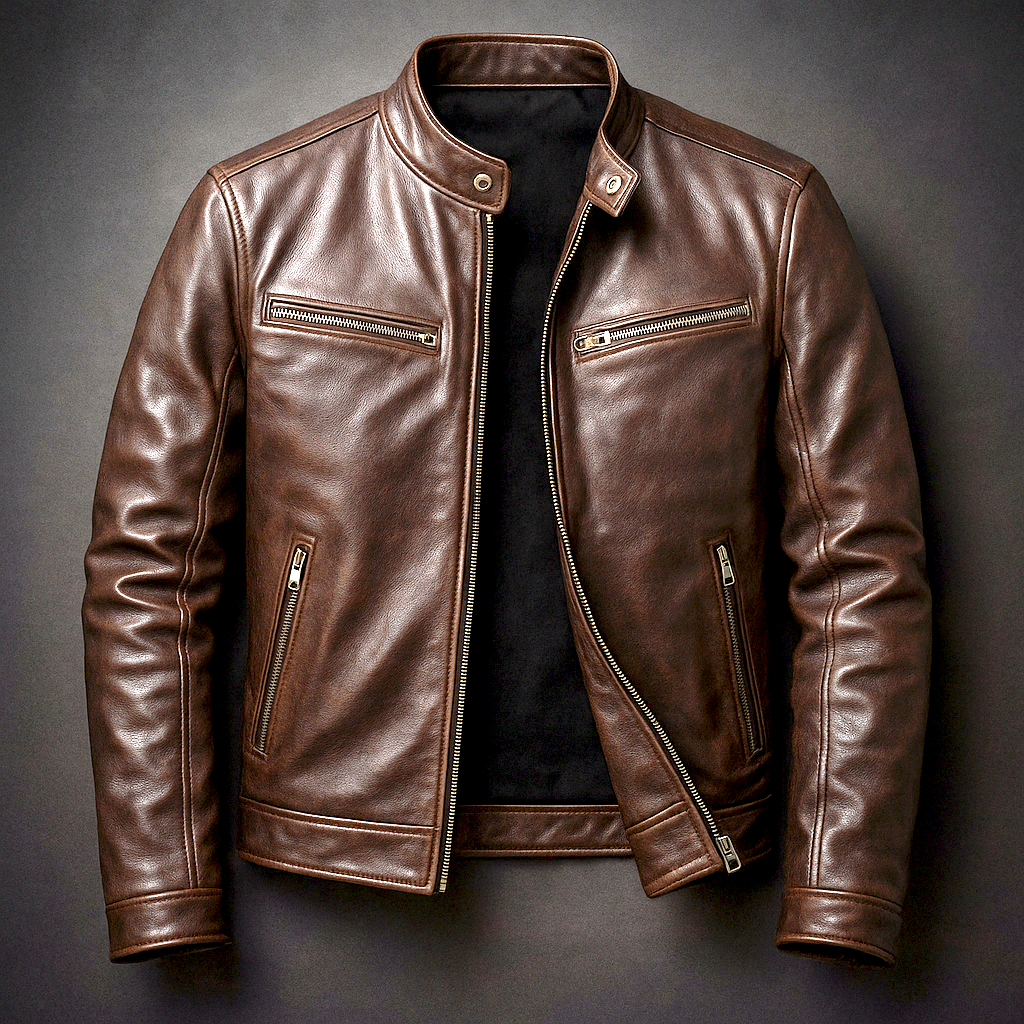 Lederjacke Herren – Klassische Passform mit strukturiertem Look | J&B - 1 - Jasminaboutique.com