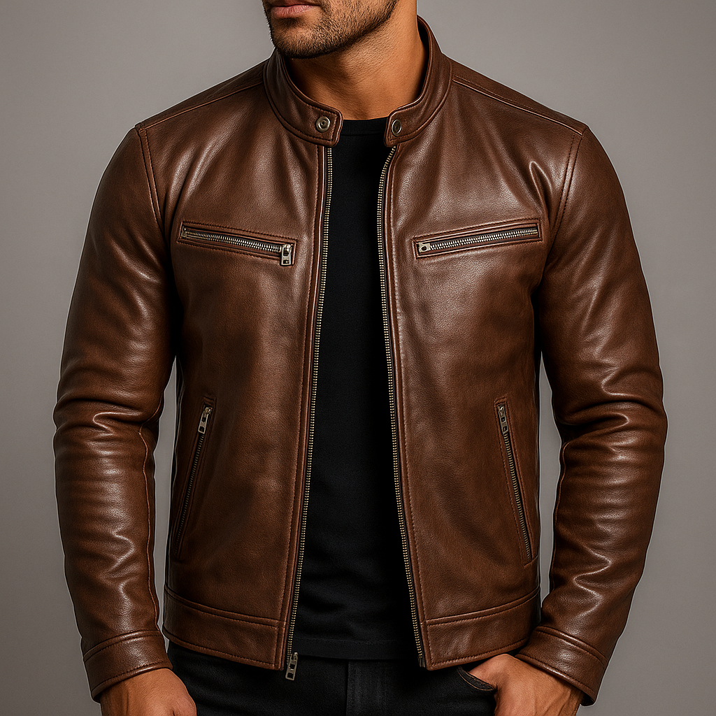Lederjacke Herren – Klassische Passform mit strukturiertem Look | J&B - 6 - Jasminaboutique.com