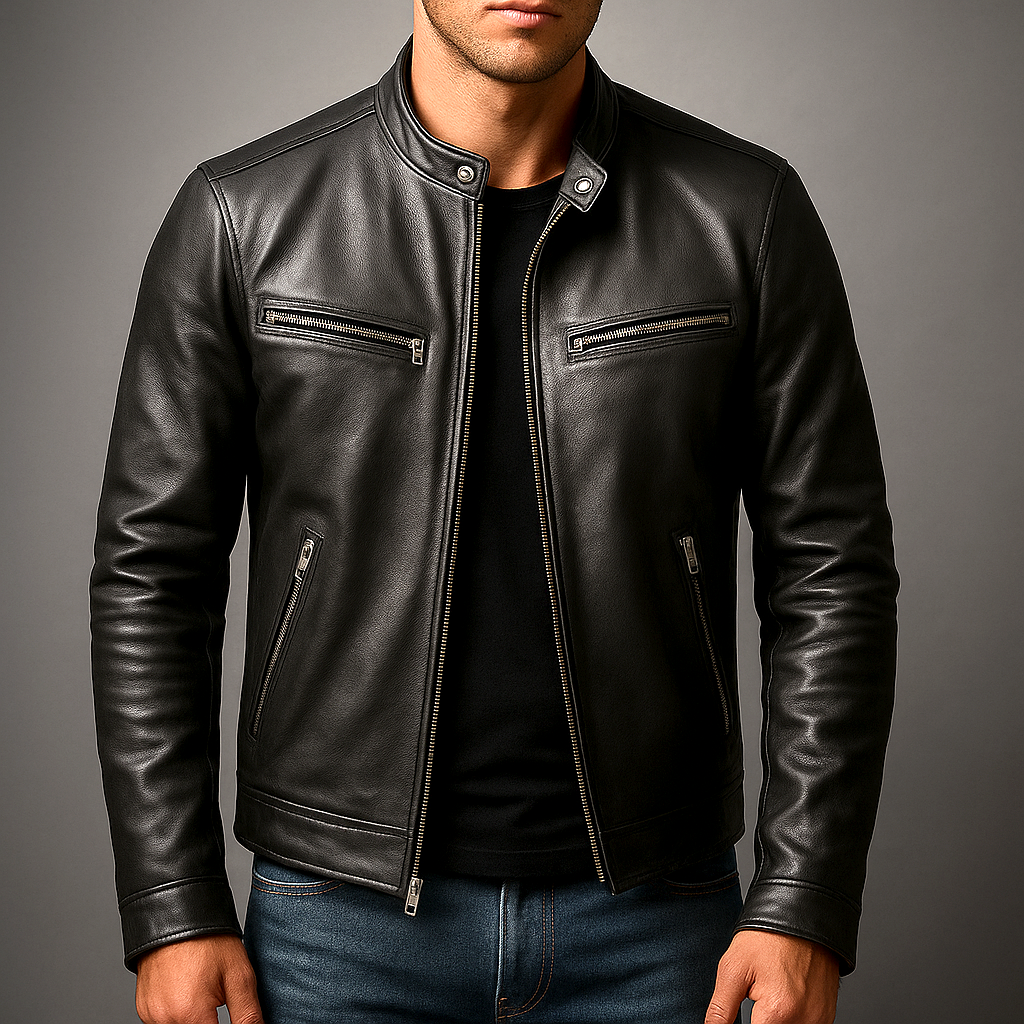 Lederjacke Herren – Klassische Passform mit strukturiertem Look | J&B - 7 - Jasminaboutique.com
