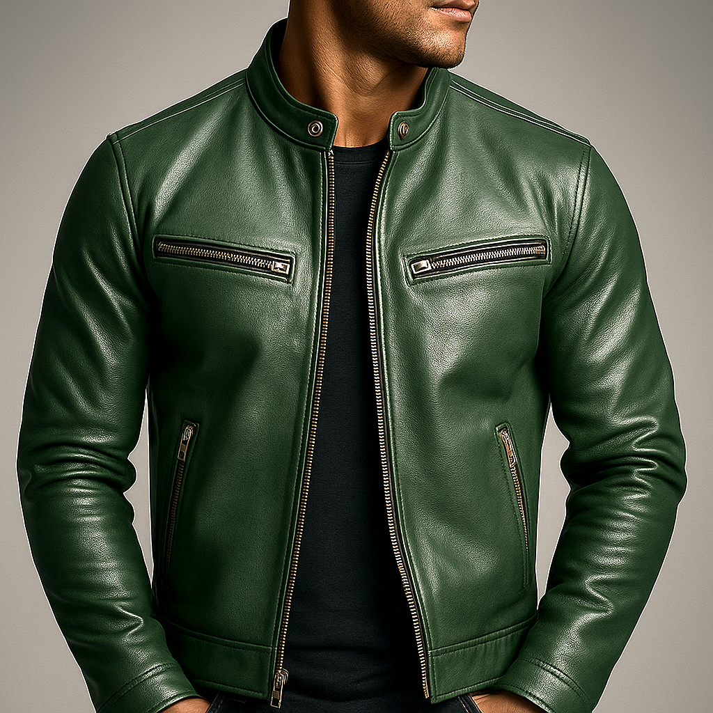 Lederjacke Herren – Klassische Passform mit strukturiertem Look | J&B - 8 - Jasminaboutique.com