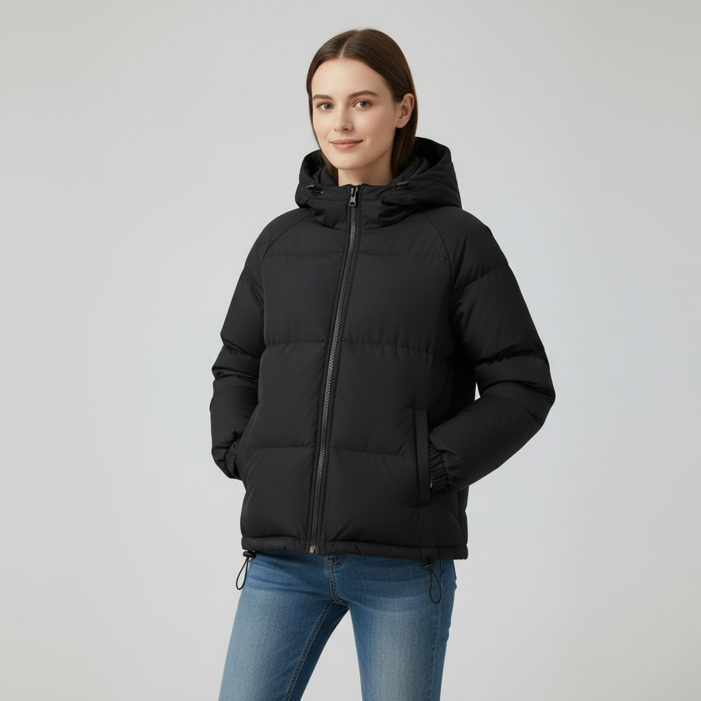 Damen Steppjacke mit Kapuze und Reißverschluss | J&B - 11 - Jasminaboutique.com