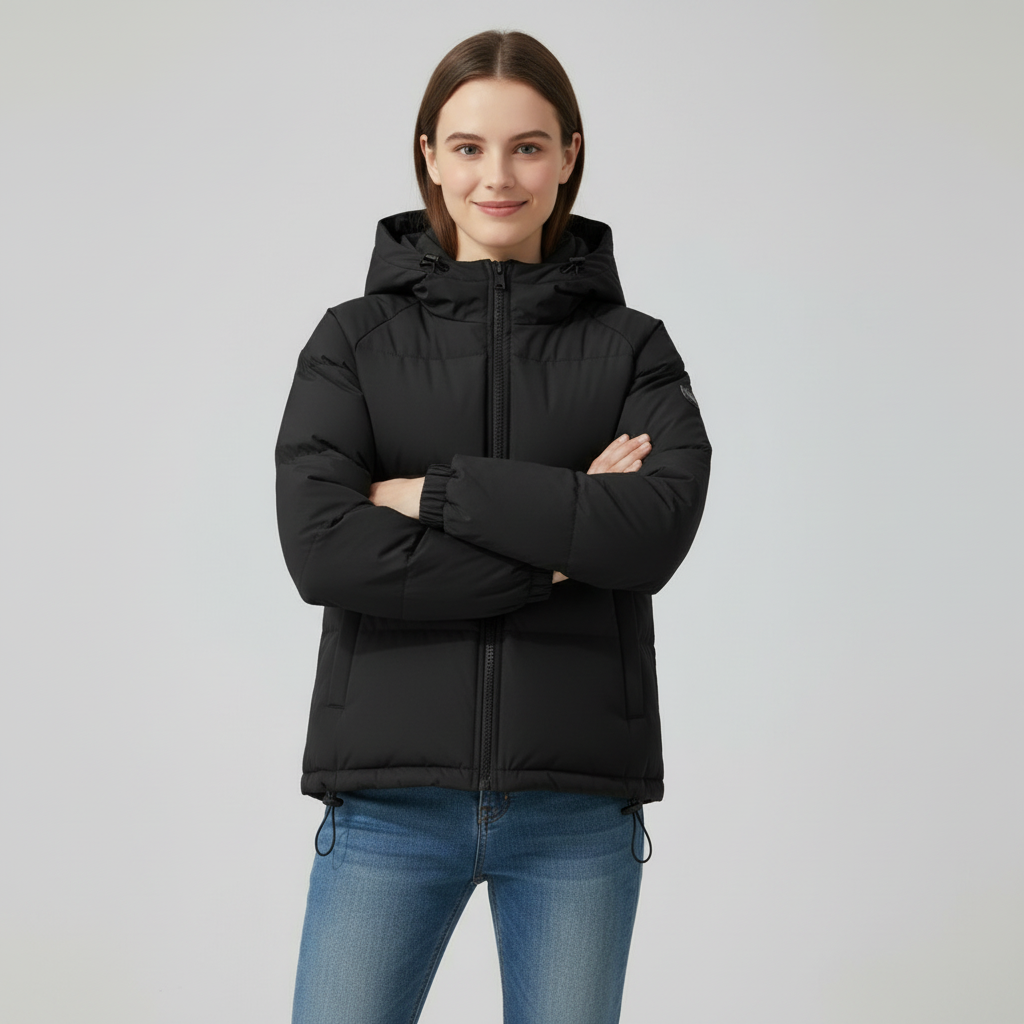 Damen Steppjacke mit Kapuze und Reißverschluss | J&B - 13 - Jasminaboutique.com