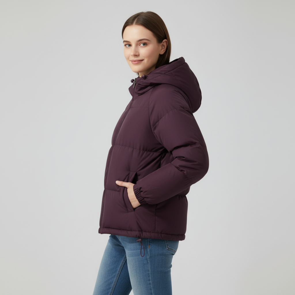 Damen Steppjacke mit Kapuze und Reißverschluss | J&B - 19 - Jasminaboutique.com