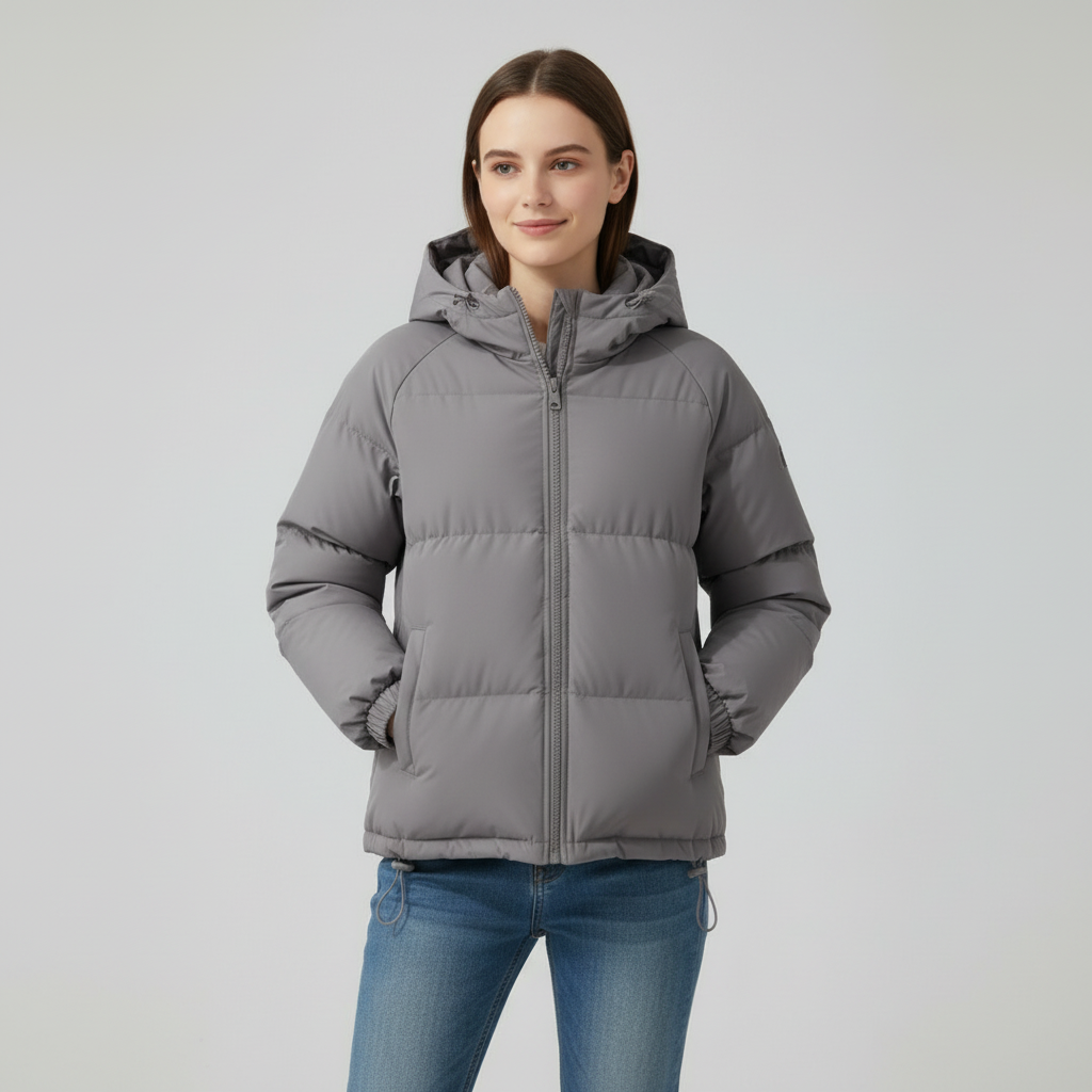 Damen Steppjacke mit Kapuze und Reißverschluss | J&B - 20 - Jasminaboutique.com
