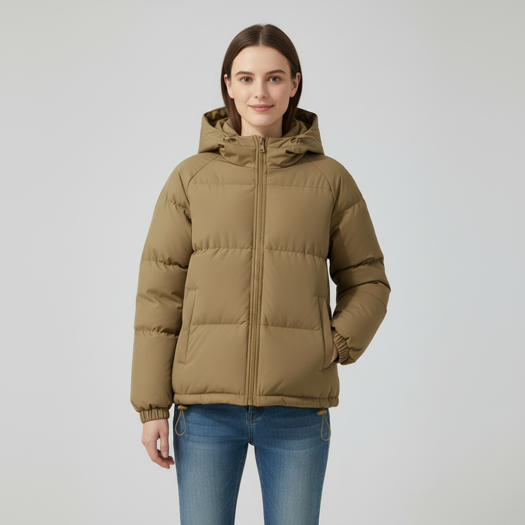 Damen Steppjacke mit Kapuze und Reißverschluss | J&B - 23 - Jasminaboutique.com