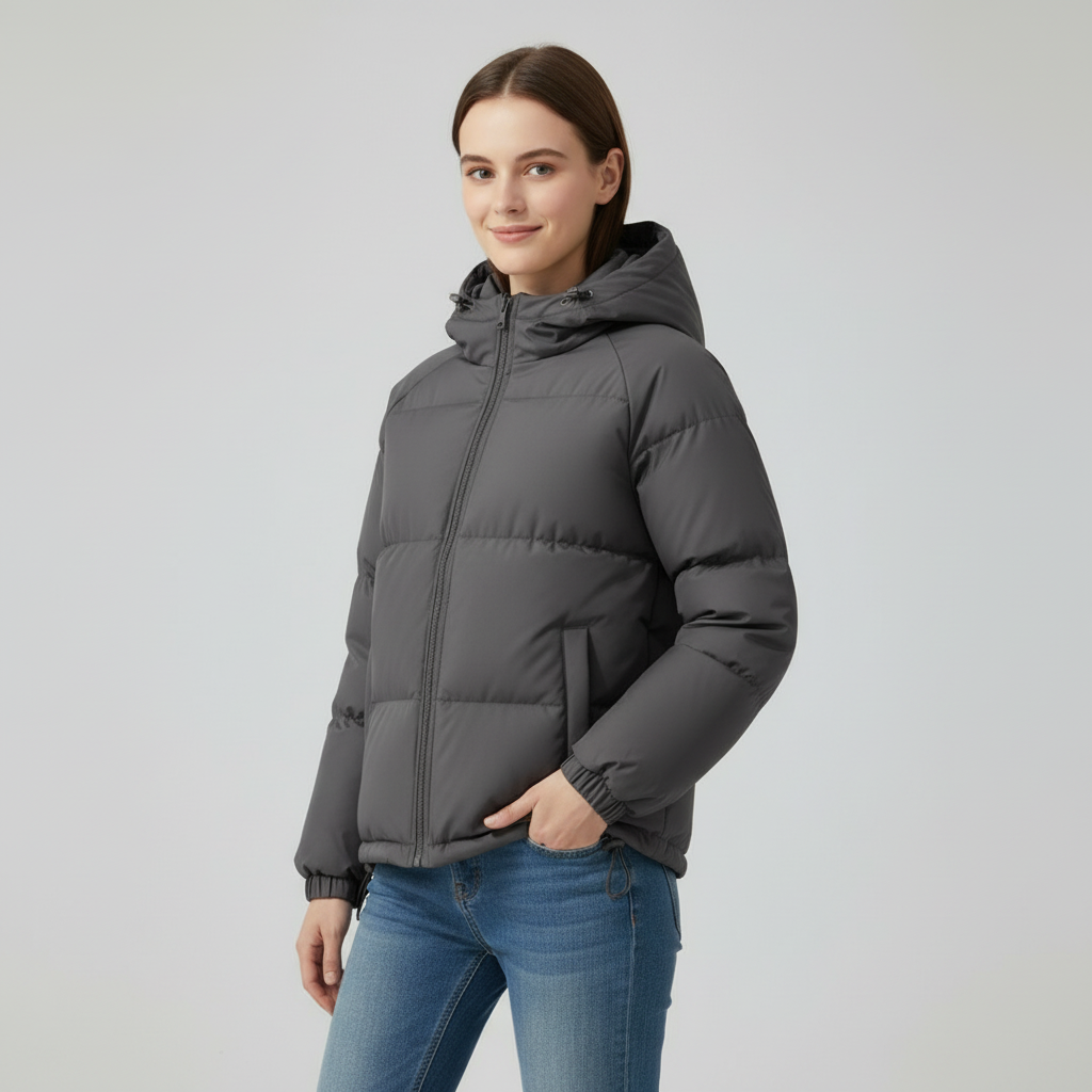 Damen Steppjacke mit Kapuze und Reißverschluss | J&B - 25 - Jasminaboutique.com