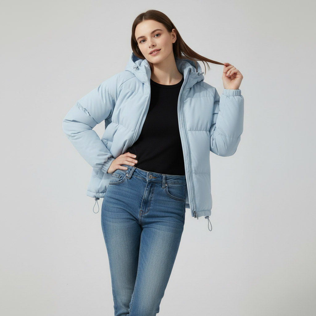 Damen Steppjacke mit Kapuze und Reißverschluss | J&B - 27 - Jasminaboutique.com