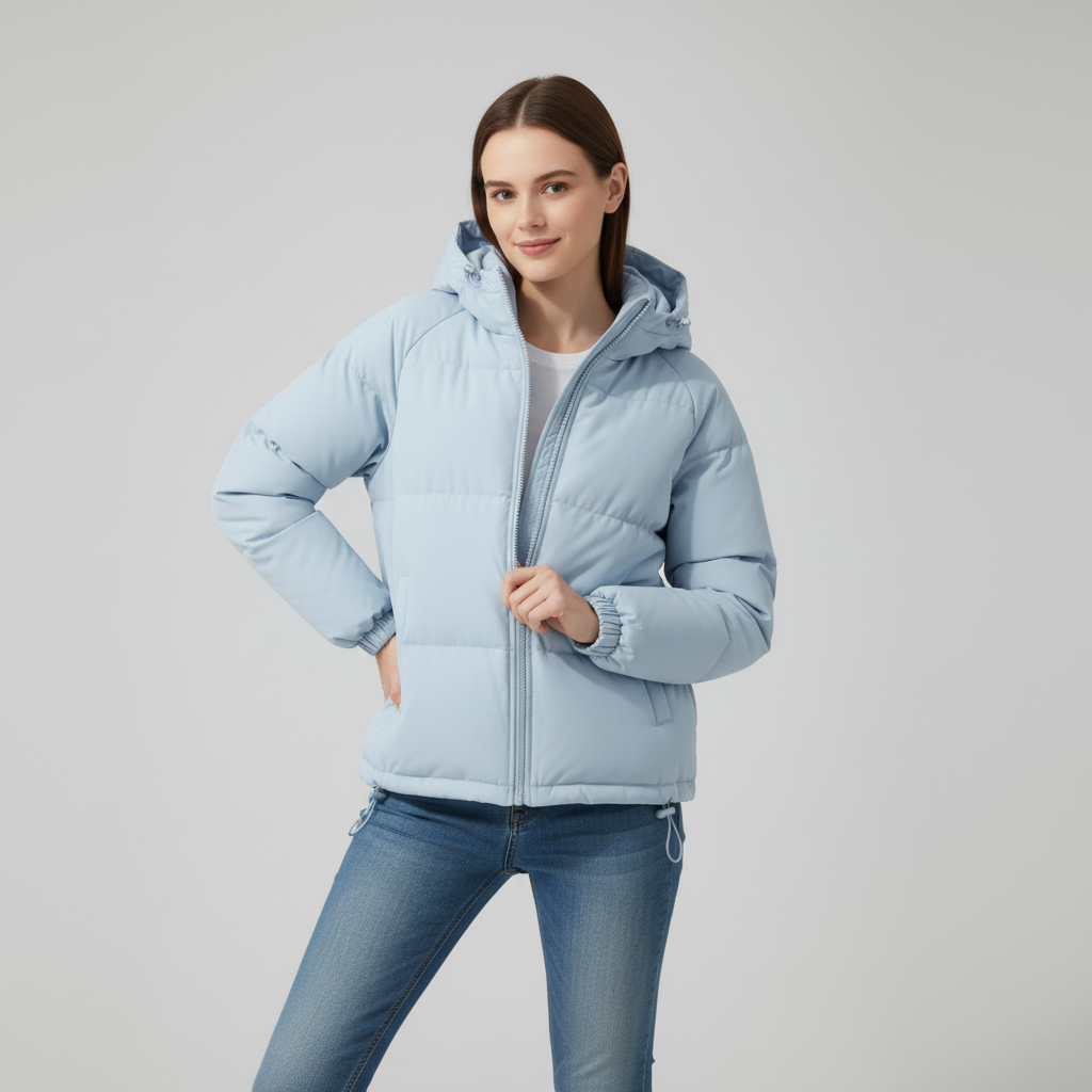 Damen Steppjacke mit Kapuze und Reißverschluss | J&B - 28 - Jasminaboutique.com