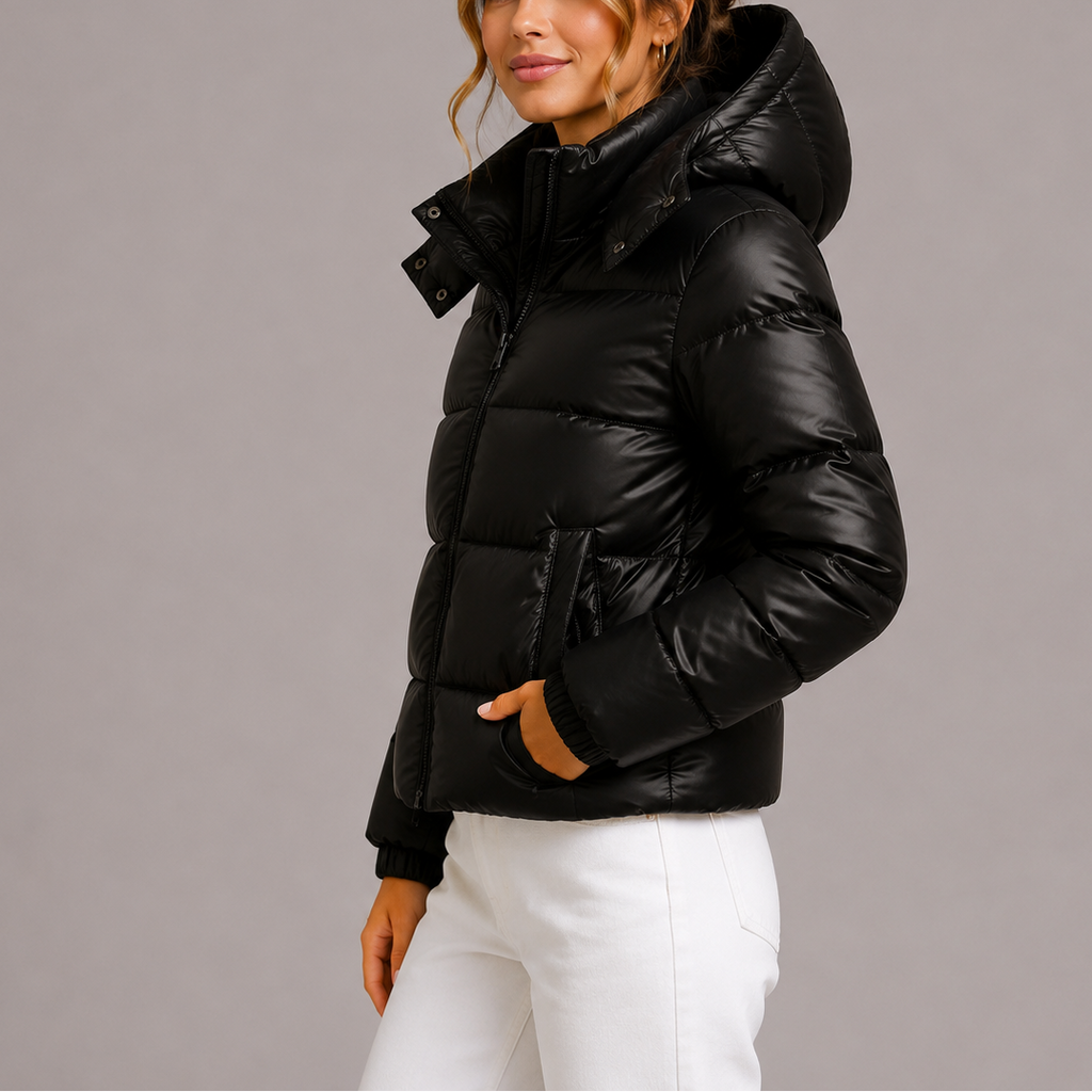 Daunenjacke Damen mit Kapuze und Reißverschluss | J&B - 3 - Jasminaboutique.com