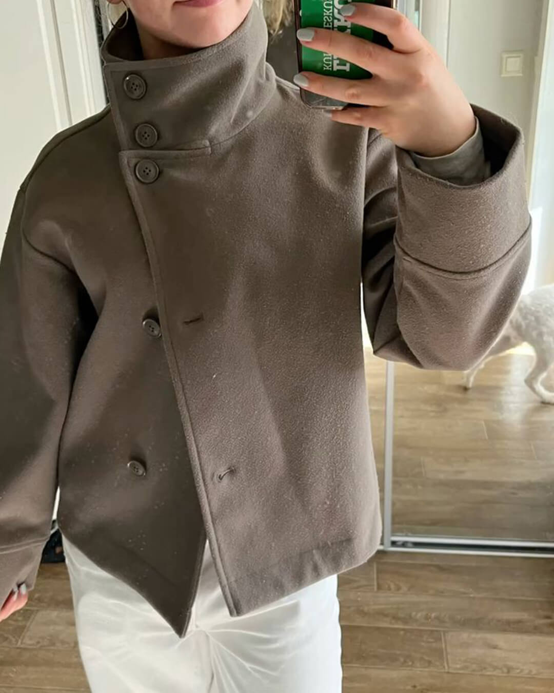 Damenjacke mit hohem Kragen und lockerer Passform | J&B - 4 - Jasminaboutique.com