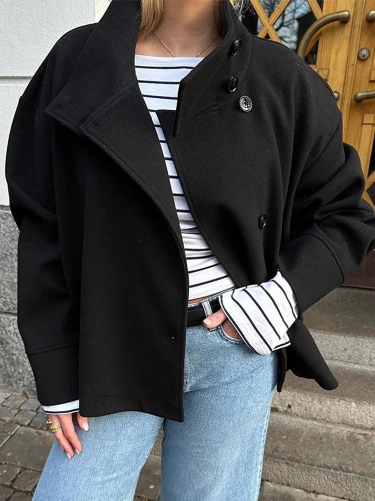 Damenjacke mit hohem Kragen und lockerer Passform | J&B - 12 - Jasminaboutique.com