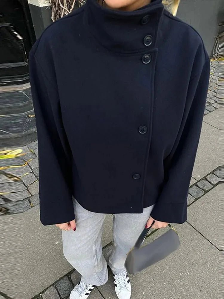 Damenjacke mit hohem Kragen und lockerer Passform | J&B - 13 - Jasminaboutique.com