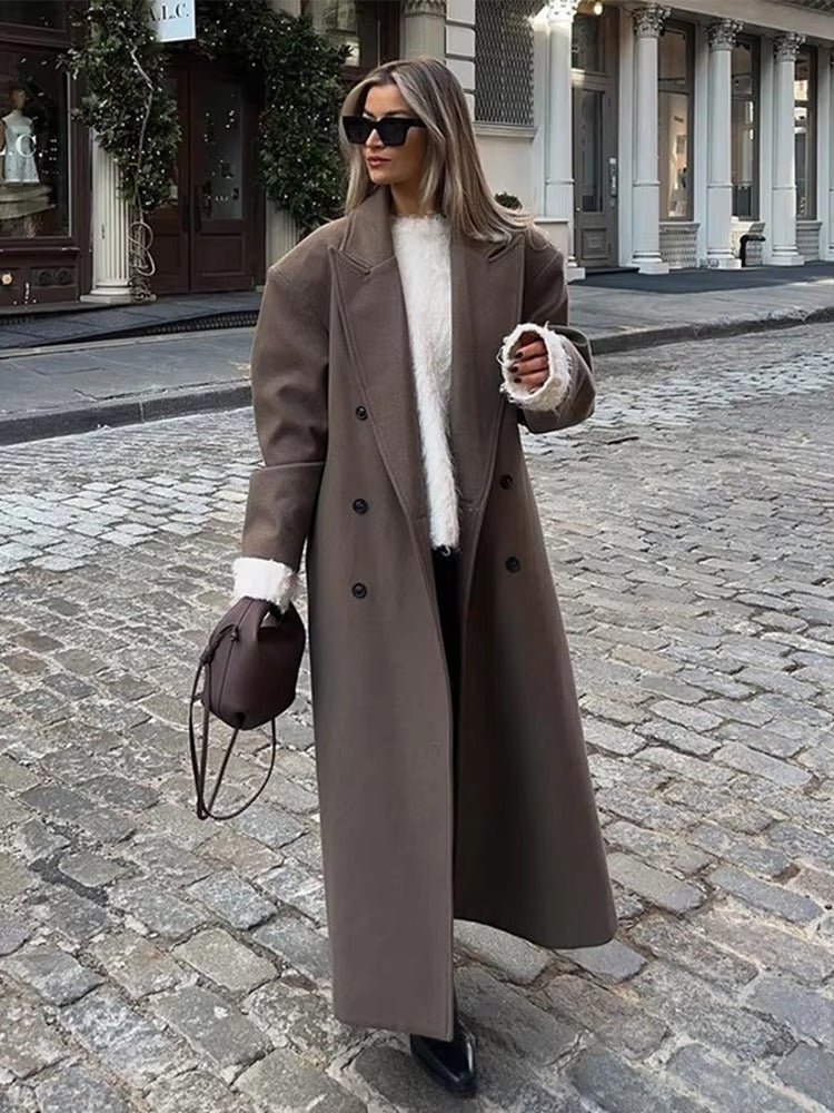 Lange Damenjacke mit lockerer Passform und breitem Revers | J&B - 4 - Jasminaboutique.com