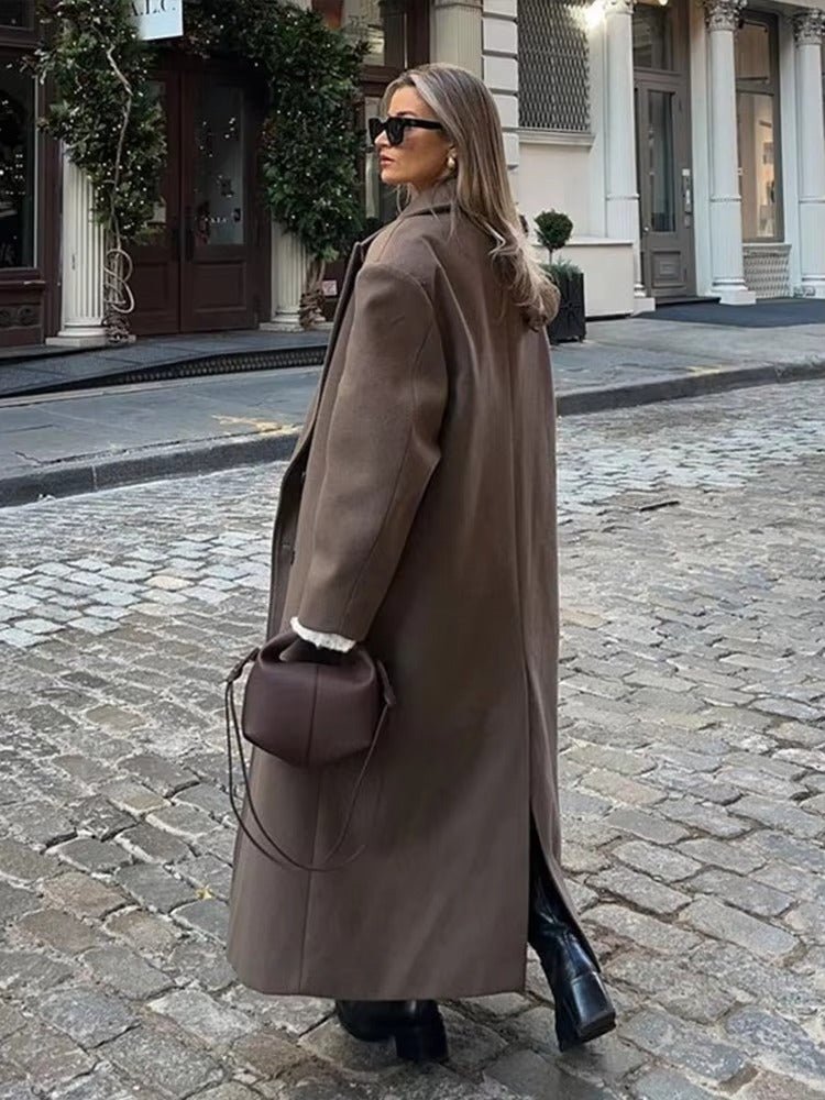 Lange Damenjacke mit lockerer Passform und breitem Revers | J&B - 5 - Jasminaboutique.com