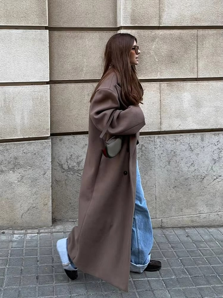 Lange Damenjacke mit lockerer Passform und breitem Revers | J&B - 6 - Jasminaboutique.com