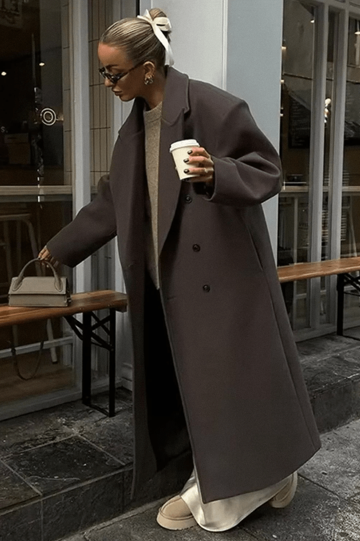 Lange Damenjacke mit lockerer Passform und breitem Revers | J&B - 7 - Jasminaboutique.com