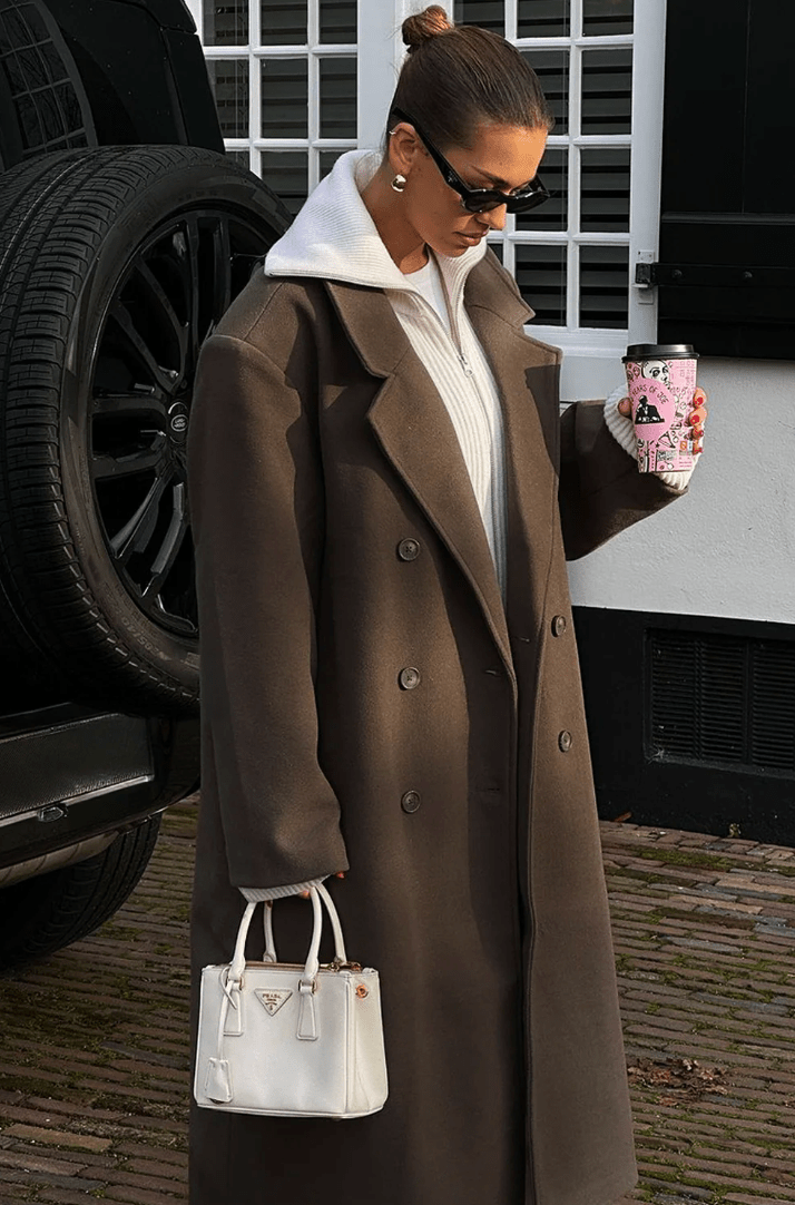 Lange Damenjacke mit lockerer Passform und breitem Revers | J&B - 8 - Jasminaboutique.com