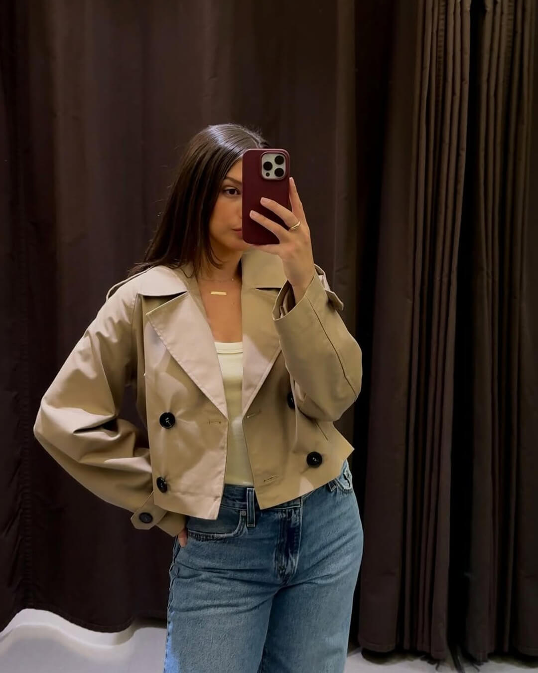 Kurze Damenjacke mit doppelreihigem Design und Gürtel | J&B - 2 - Jasminaboutique.com