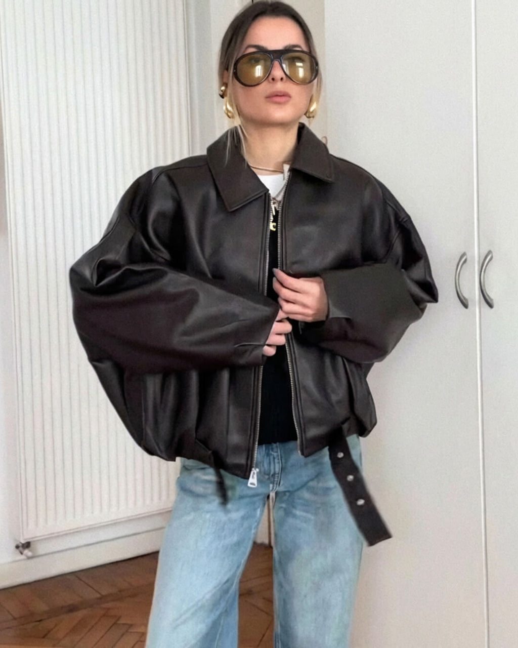 Bomberjacke Damen mit Gürtel und Oversized-Schnitt | J&B - 2 - Jasminaboutique.com