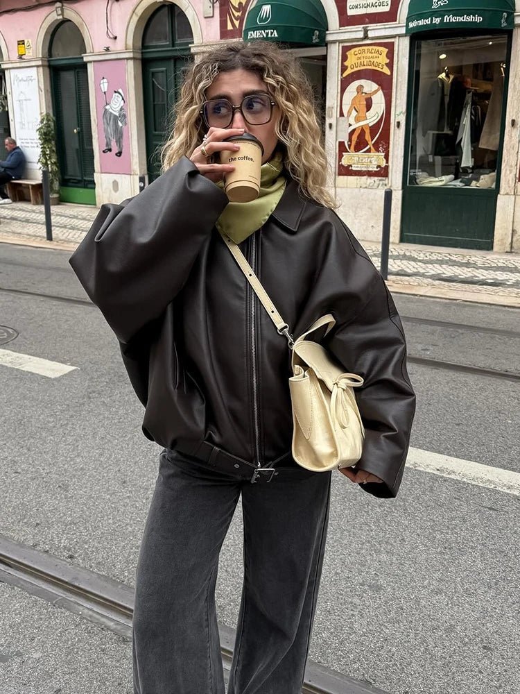 Bomberjacke Damen mit Gürtel und Oversized-Schnitt | J&B - 3 - Jasminaboutique.com