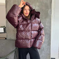 Daunenjacke Damen, kurz geschnitten, glänzende Oberfläche | J&B - 1 - Jasminaboutique.com