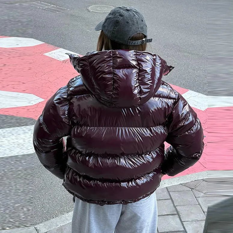 Daunenjacke Damen, kurz geschnitten, glänzende Oberfläche | J&B - 5 - Jasminaboutique.com