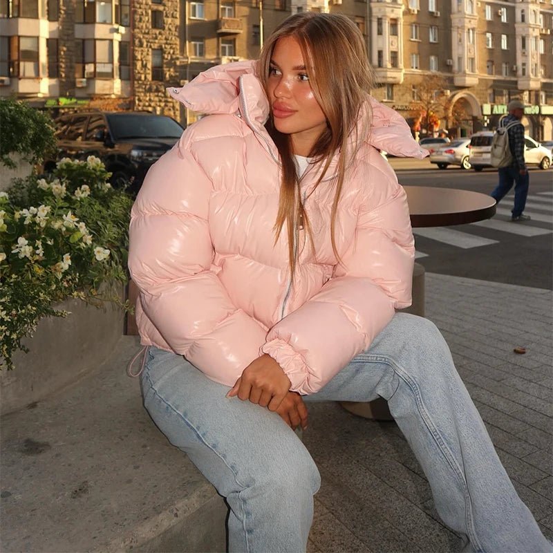 Daunenjacke Damen, kurz geschnitten, glänzende Oberfläche | J&B - 7 - Jasminaboutique.com
