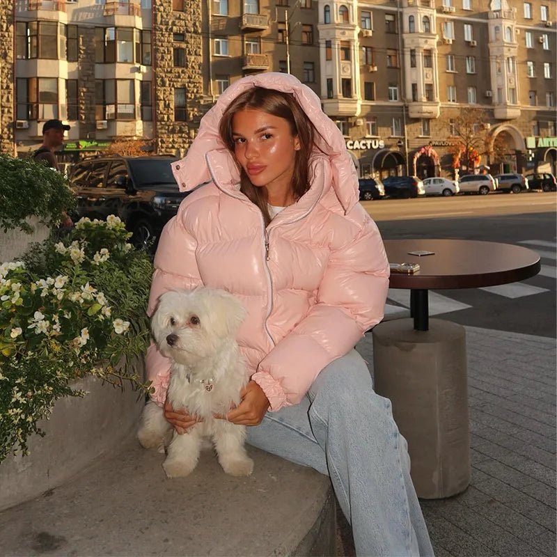 Daunenjacke Damen, kurz geschnitten, glänzende Oberfläche | J&B - 8 - Jasminaboutique.com