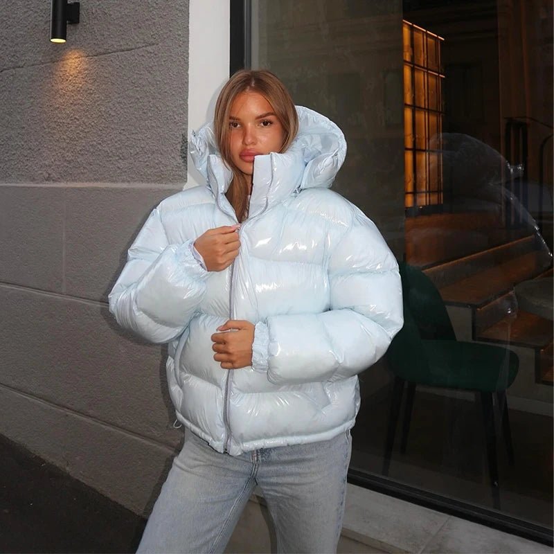 Daunenjacke Damen, kurz geschnitten, glänzende Oberfläche | J&B - 9 - Jasminaboutique.com