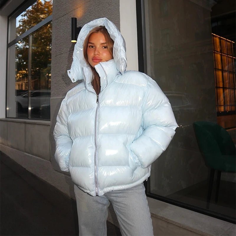 Daunenjacke Damen, kurz geschnitten, glänzende Oberfläche | J&B - 11 - Jasminaboutique.com