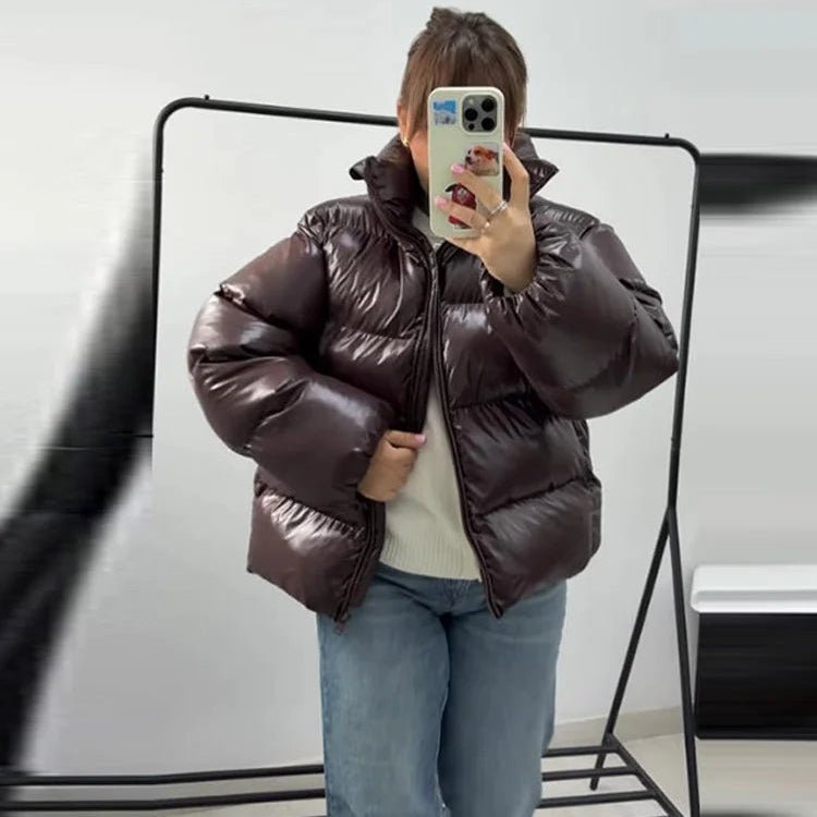 Daunenjacke Damen, kurz geschnitten, glänzende Oberfläche | J&B - 13 - Jasminaboutique.com