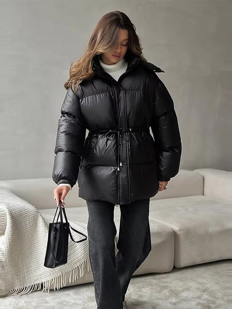 Daunenjacke Damen mit Kordelzug und Longline-Silhouette | J&B - 1 - Jasminaboutique.com
