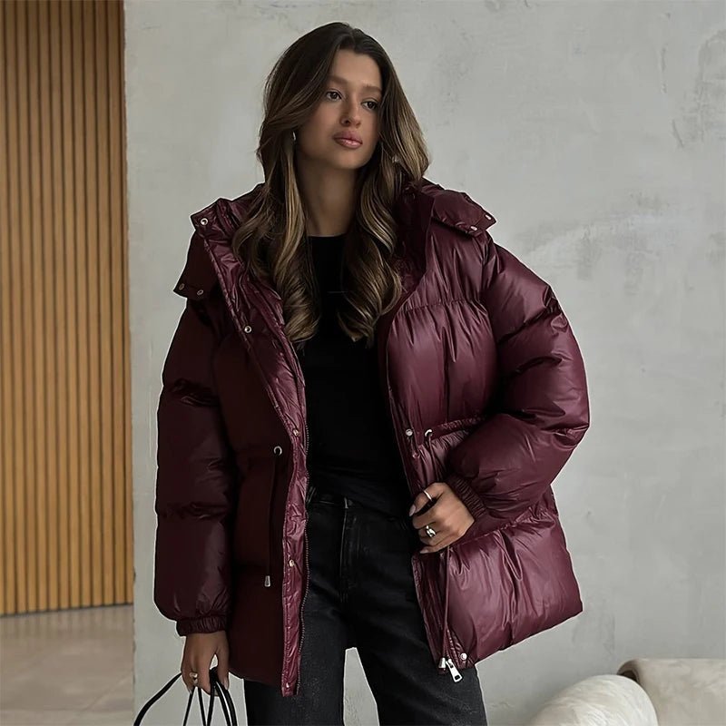 Daunenjacke Damen mit Kordelzug und Longline-Silhouette | J&B - 3 - Jasminaboutique.com