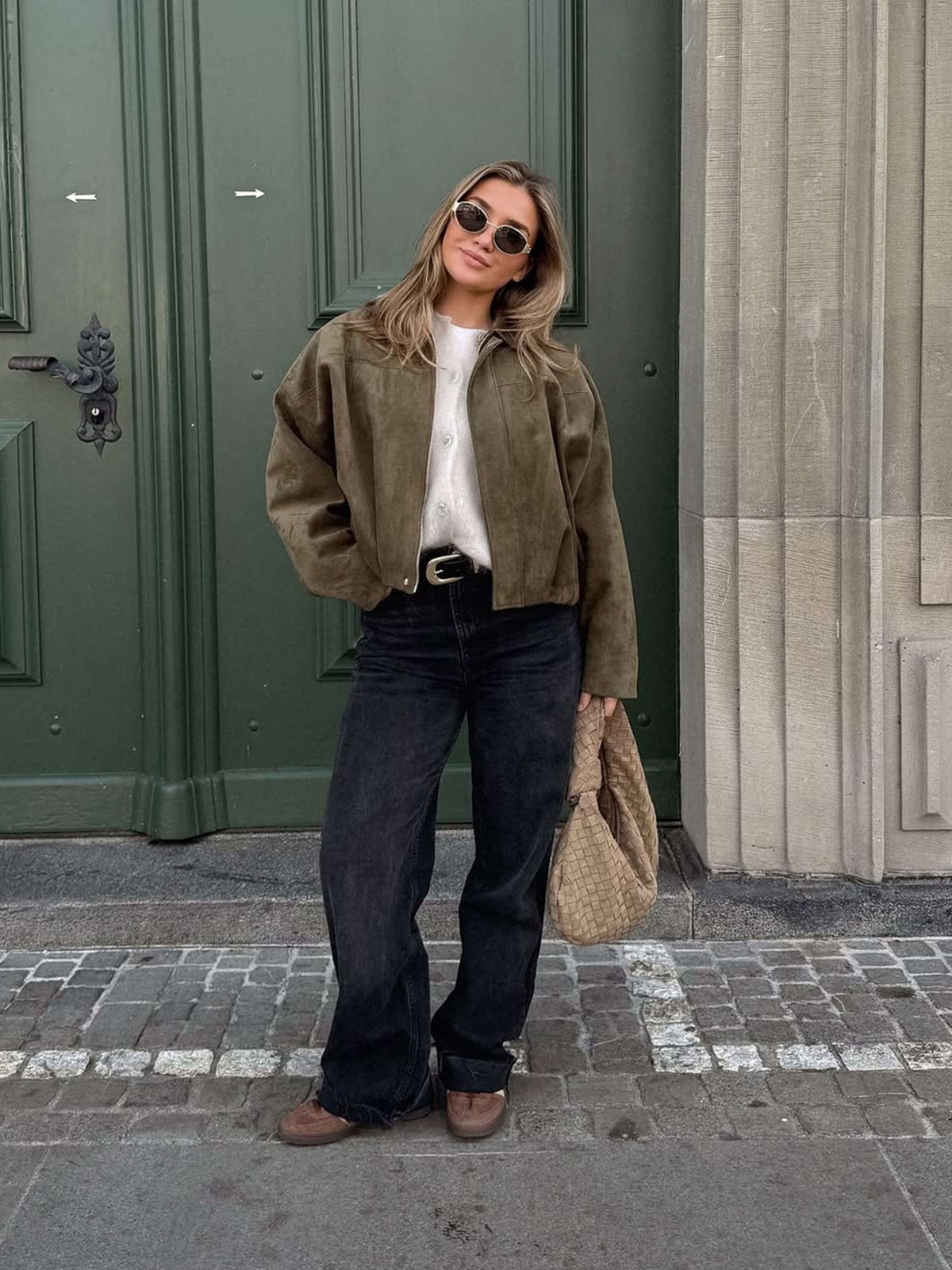 Bomberjacke Damen, oversized Schnitt mit Reißverschluss | J&B - 3 - Jasminaboutique.com