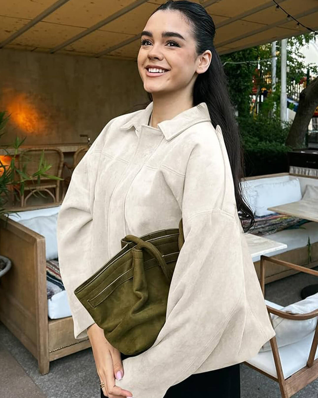 Bomberjacke Damen, oversized Schnitt mit Reißverschluss | J&B - 7 - Jasminaboutique.com
