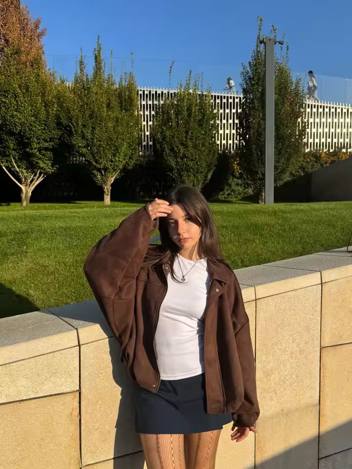 Bomberjacke Damen, oversized Schnitt mit Reißverschluss | J&B - 17 - Jasminaboutique.com