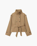 Kurze Damenjacke mit doppelreihiger Knopfleiste und Gürtel | J&B - 5 - Jasminaboutique.com